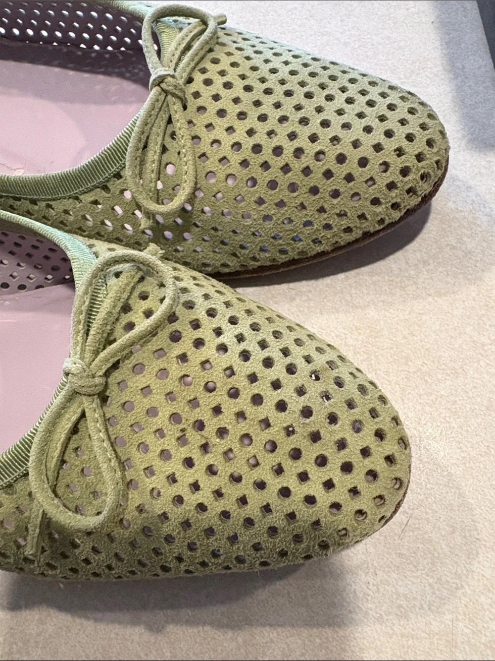 Talbots sage Green Perforated Ballet Flats size 8 medium
